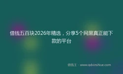 借钱五百块2026年精选，分享5个网黑真正能下款的平台