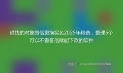 借钱的对象微信更换实名2025年精选，整理5个可以不看征信就能下款的软件