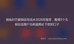 借钱对方要微信导流水2026年推荐，整理5个无视征信黑户当前逾期必下款的口子