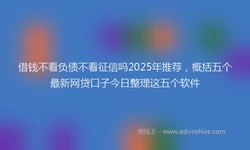 借钱不看负债不看征信吗2025年推荐，概括五个最新网贷口子今日整理这五个软件
