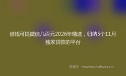 借钱可提微信几百元2026年精选，归纳5个11月独家贷款的平台