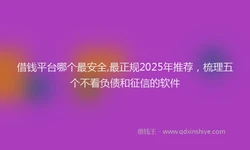 借钱平台哪个最安全,最正规2025年推荐，梳理五个不看负债和征信的软件