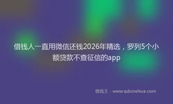 借钱人一直用微信还钱2026年精选，罗列5个小额贷款不查征信的app