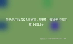 借钱急用钱2025年推荐，整理5个高炮无视逾期能下的口子