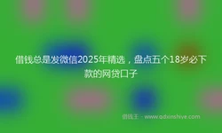 借钱总是发微信2025年精选，盘点五个18岁必下款的网贷口子