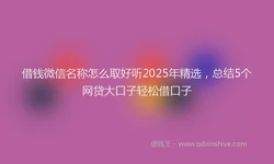 借钱微信名称怎么取好听2025年精选，总结5个网贷大口子轻松借口子