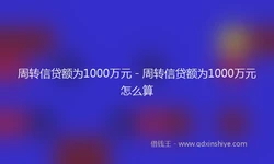 周转信贷额为1000万元 - 周转信贷额为1000万元怎么算