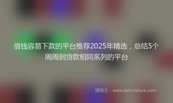 借钱容易下款的平台推荐2025年精选，总结5个周周到贷款相同系列的平台