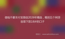 借钱不要支付宝微信2026年精选，概括五个网贷容易下款18岁的口子