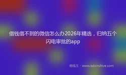借钱借不到的微信怎么办2026年精选，归纳五个闪电审批的app