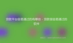 贷款平台容易通过的有哪些 - 贷款很容易通过的软件