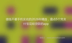 借钱不要手机实名的2026年精选，盘点5个凭支付宝花呗贷款的app