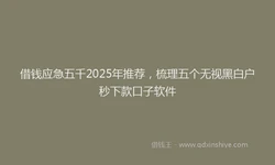 借钱应急五千2025年推荐，梳理五个无视黑白户秒下款口子软件