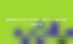 借钱提前还款2025年推荐，整合5个不看征信的借钱平台