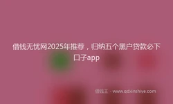 借钱无忧网2025年推荐，归纳五个黑户贷款必下口子app