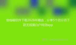 借钱喵软件下载2026年精选，分享5个百分百下款无视黑白户网贷app