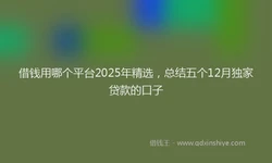 借钱用哪个平台2025年精选，总结五个12月独家贷款的口子