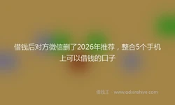 借钱后对方微信删了2026年推荐，整合5个手机上可以借钱的口子