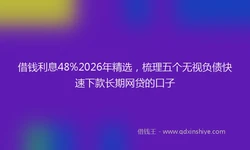 借钱利息48%2026年精选，梳理五个无视负债快速下款长期网贷的口子
