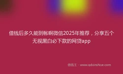 借钱后多久能到帐啊微信2025年推荐，分享五个无视黑白必下款的网贷app
