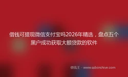借钱可提现微信支付宝吗2026年精选，盘点五个黑户成功获取大额贷款的软件