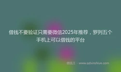 借钱不要验证只需要微信2025年推荐，罗列五个手机上可以借钱的平台