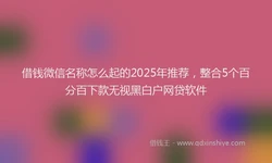 借钱微信名称怎么起的2025年推荐，整合5个百分百下款无视黑白户网贷软件