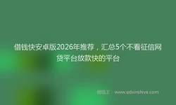 借钱快安卓版2026年推荐，汇总5个不看征信网贷平台放款快的平台