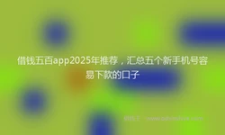 借钱五百app2025年推荐，汇总五个新手机号容易下款的口子