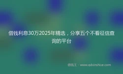 借钱利息30万2025年精选，分享五个不看征信查询的平台