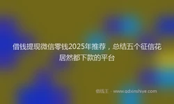 借钱提现微信零钱2025年推荐，总结五个征信花居然都下款的平台