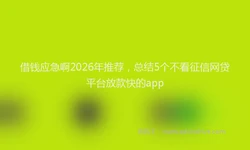 借钱应急啊2026年推荐，总结5个不看征信网贷平台放款快的app