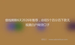 借钱期限6天2026年推荐，总结5个百分百下款无视黑白户网贷口子