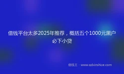 借钱平台太多2025年推荐，概括五个1000元黑户必下小贷