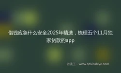 借钱应急什么安全2025年精选，梳理五个11月独家贷款的app