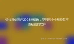 借钱微信程序2025年精选，罗列五个小额贷款不查征信的软件