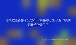 借钱微信名称怎么取2025年推荐，汇总五个秒批无面签贷款口子