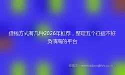 借钱方式有几种2026年推荐，整理五个征信不好负债高的平台