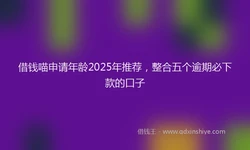 借钱喵申请年龄2025年推荐，整合五个逾期必下款的口子