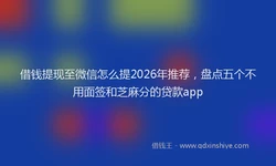 借钱提现至微信怎么提2026年推荐，盘点五个不用面签和芝麻分的贷款app
