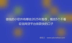 借钱的小软件有哪些2025年推荐，概括5个不看征信网贷平台放款快的口子