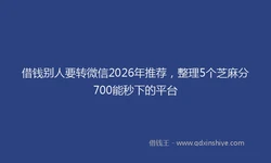 借钱别人要转微信2026年推荐，整理5个芝麻分700能秒下的平台