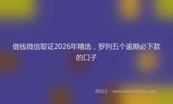 借钱微信取证2026年精选，罗列五个逾期必下款的口子
