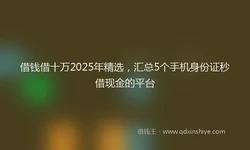 借钱借十万2025年精选，汇总5个手机身份证秒借现金的平台