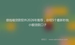 借钱喵贷款软件2026年推荐，总结5个最新秒批小额贷款口子