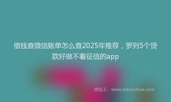 借钱查微信账单怎么查2025年推荐，罗列5个贷款好做不看征信的app