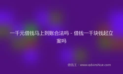 一千元借钱马上到账合法吗 - 借钱一千块钱起立案吗