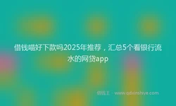 借钱喵好下款吗2025年推荐，汇总5个看银行流水的网贷app