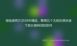 借钱借两万2026年精选，整理五个无视负债快速下款长期网贷的软件