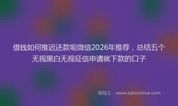 借钱如何推迟还款呢微信2026年推荐，总结五个无视黑白无视征信申请就下款的口子